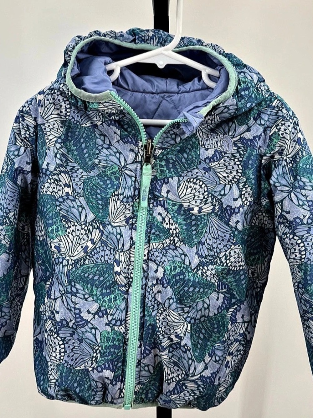 The North Face Toddler Reversible Mossbud Swirl Jacket Floral Puffer Jacket Blue